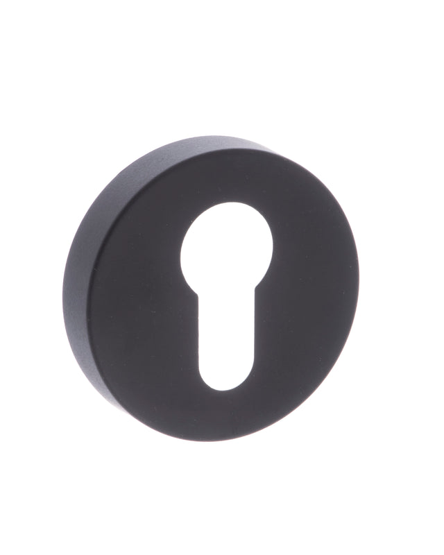 Quality image of CleanTouch Anti-Bac Euro Escutcheons on Minimal Round Rose - Matt Black | Sku. ctfmremb | available from Trade Door Handles.