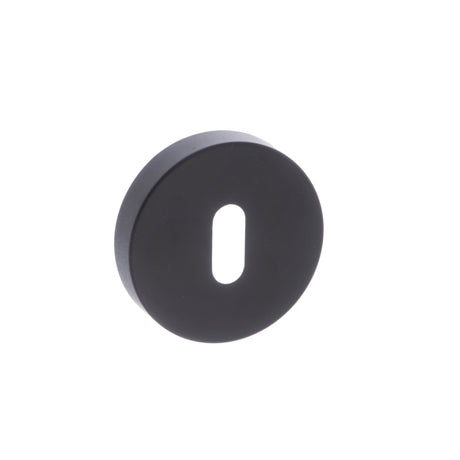 Quality image of Forme Key Escutcheons on Minimal Round Rose - Matt Black | Sku. fmrkmb | available from Trade Door Handles.