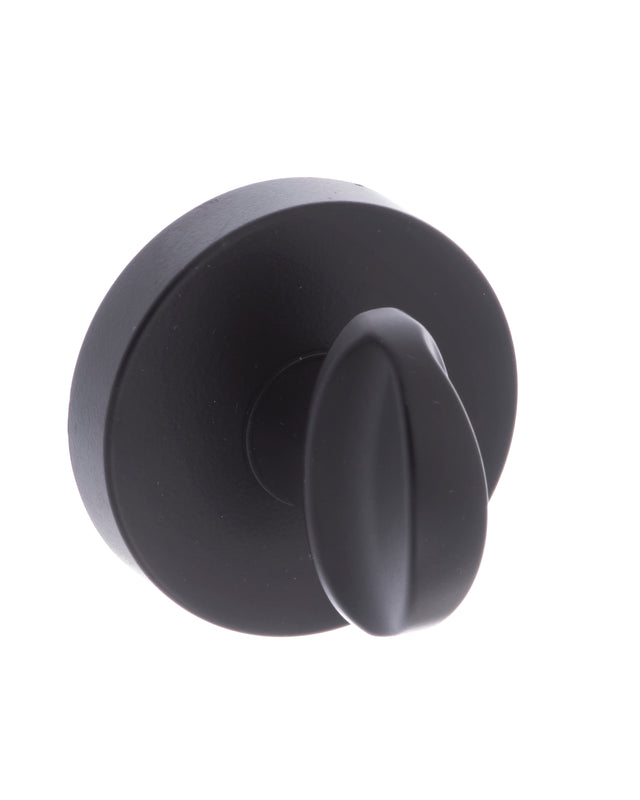 Quality image of CleanTouch Anti-Bac WC Turn and Release on Minimal Round Rose - Matt Black | Sku. ctfmrwcmb | available from Trade Door Handles.