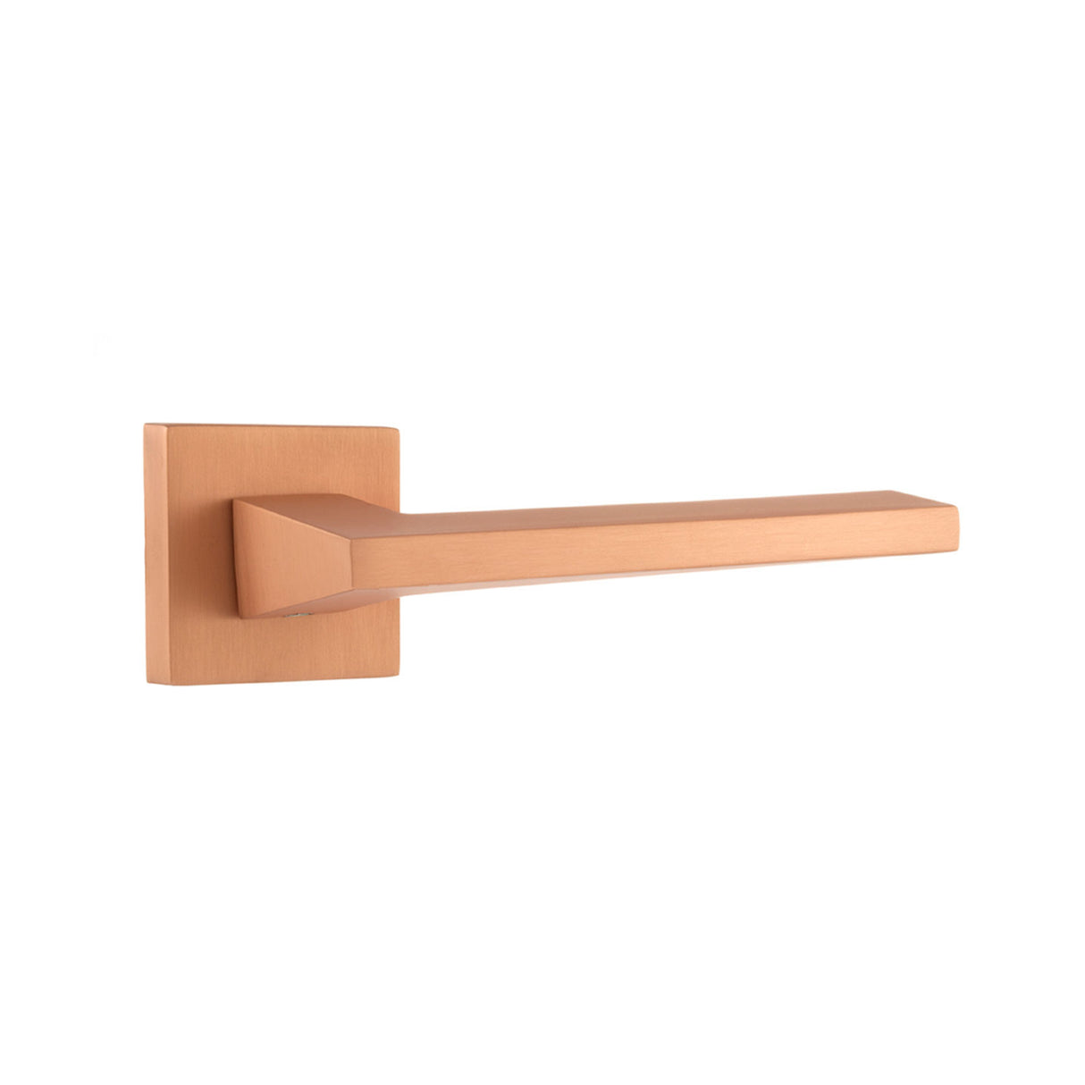 Quality image of Forme Lorena Lever Door Handle on Minimal Square Rose - Urban Satin Copper | Sku. fms136usc | available from Trade Door Handles.