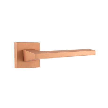 Quality image of Forme Lorena Lever Door Handle on Minimal Square Rose - Urban Satin Copper | Sku. fms136usc | available from Trade Door Handles.