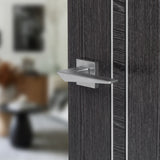 Quality image of Forme Naxos Lever Door Handle on Minimal Square Rose - Satin Chrome | Sku. fms215sc | available from Trade Door Handles.