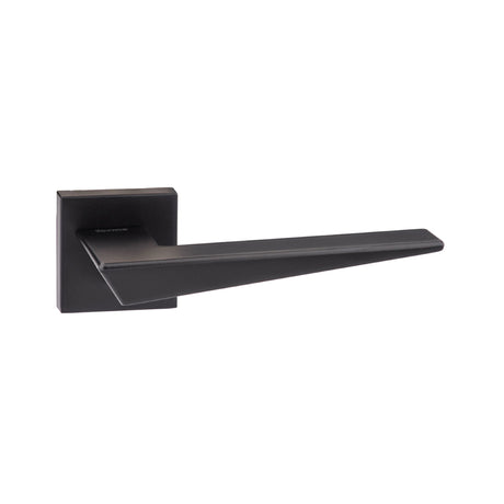 Quality image of Forme Naxos Lever Door Handle on Minimal Square Rose - Matt Black | Sku. fms215mb | available from Trade Door Handles.