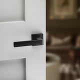 Quality image of Forme Asti Lever Door Handle on Minimal Square Rose - Matt Black | Sku. fms254mb | available from Trade Door Handles.