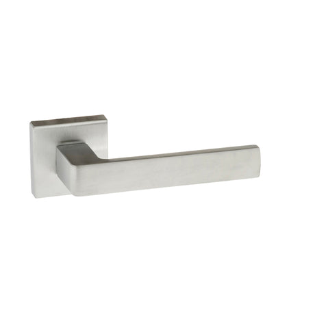 Quality image of Forme Asti Lever Door Handle on Minimal Square Rose - Satin Chrome | Sku. fms254sc | available from Trade Door Handles.