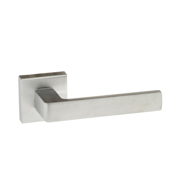 Quality image of Forme Asti Lever Door Handle on Minimal Square Rose - Satin Chrome | Sku. fms254sc | available from Trade Door Handles.
