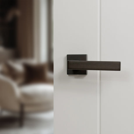 Quality image of Forme Asti Lever Door Handle on Minimal Square Rose - Urban Dark Bronze | Sku. fms254udb | available from Trade Door Handles.