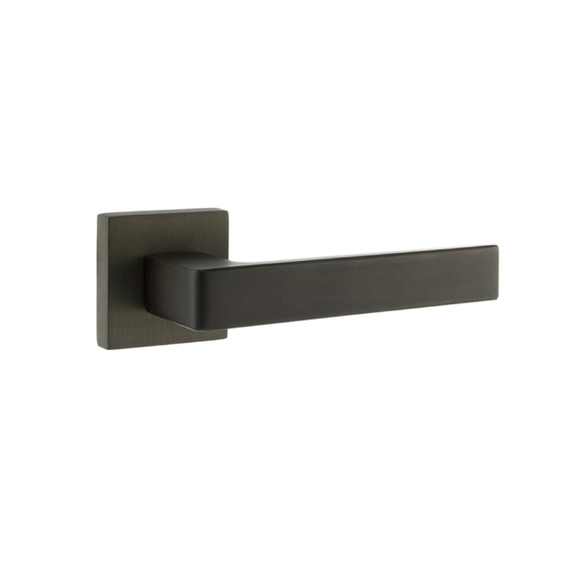 Quality image of Forme Asti Lever Door Handle on Minimal Square Rose - Urban Dark Bronze | Sku. fms254udb | available from Trade Door Handles.