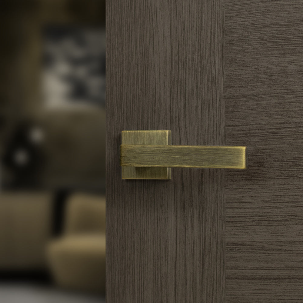 Quality image of Forme Asti Lever Door Handle on Minimal Square Rose - Yester Bronze | Sku. fms254yb | available from Trade Door Handles.