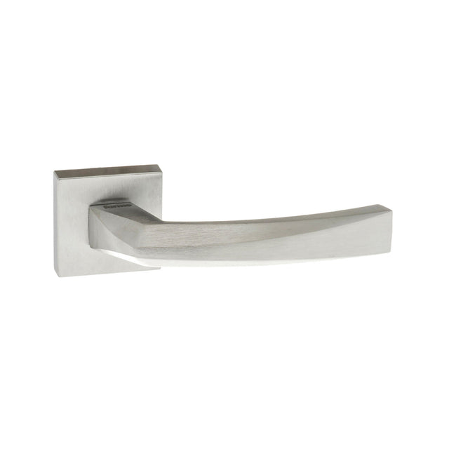 Quality image of Forme Crystal Lever Door Handle on Minimal Square Rose - Satin Chrome | Sku. fms268sc | available from Trade Door Handles.