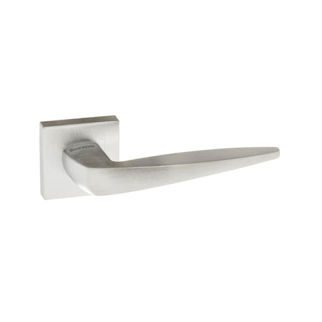 Quality image of Forme Foglia Lever Door Handle on Minimal Square Rose - Satin Chrome | Sku. fms272sc | available from Trade Door Handles.