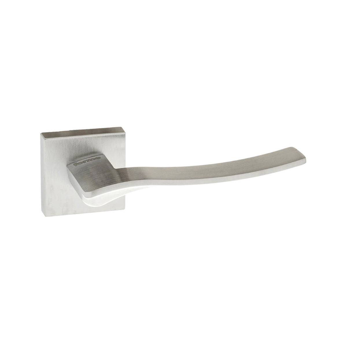 Quality image of Forme Olimpia Lever Door Handle on Minimal Square Rose - Satin Chrome | Sku. fms280sc | available from Trade Door Handles.