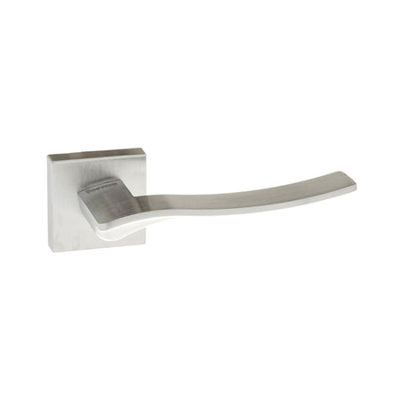 Quality image of Forme Olimpia Lever Door Handle on Minimal Square Rose - Satin Chrome | Sku. fms280sc | available from Trade Door Handles.