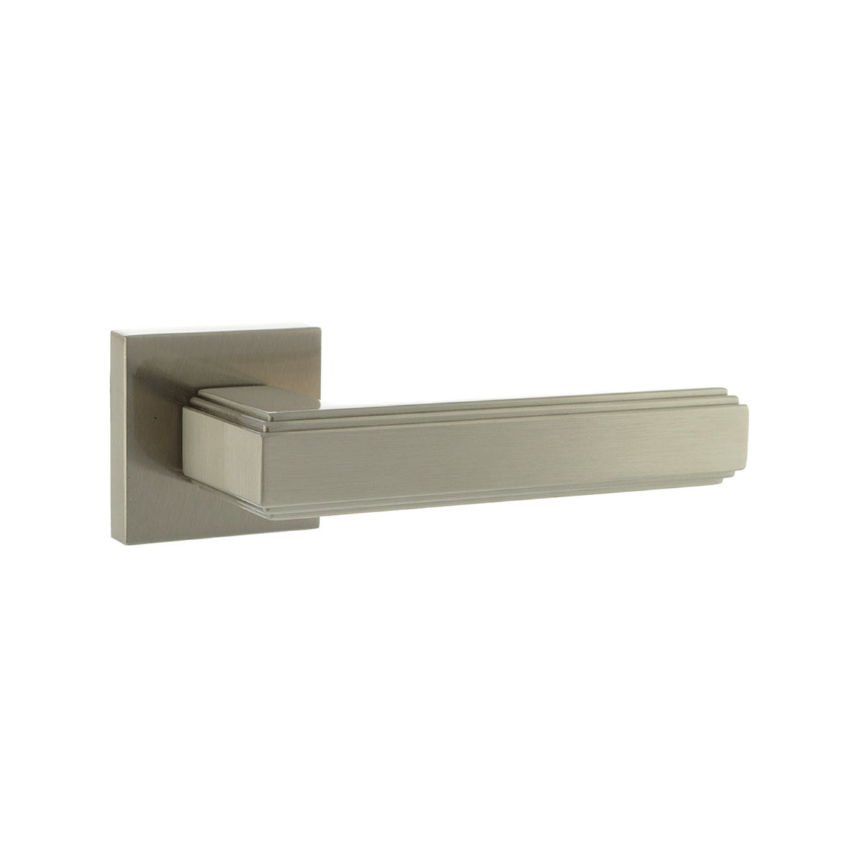 Quality image of Forme Alila Lever Door Handle on Minimal Square Rose - Satin Nickel | Sku. fms293sn | available from Trade Door Handles.