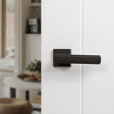 Quality image of Forme Alila Lever Door Handle on Minimal Square Rose - Urban Dark Bronze | Sku. fms293udb | available from Trade Door Handles.