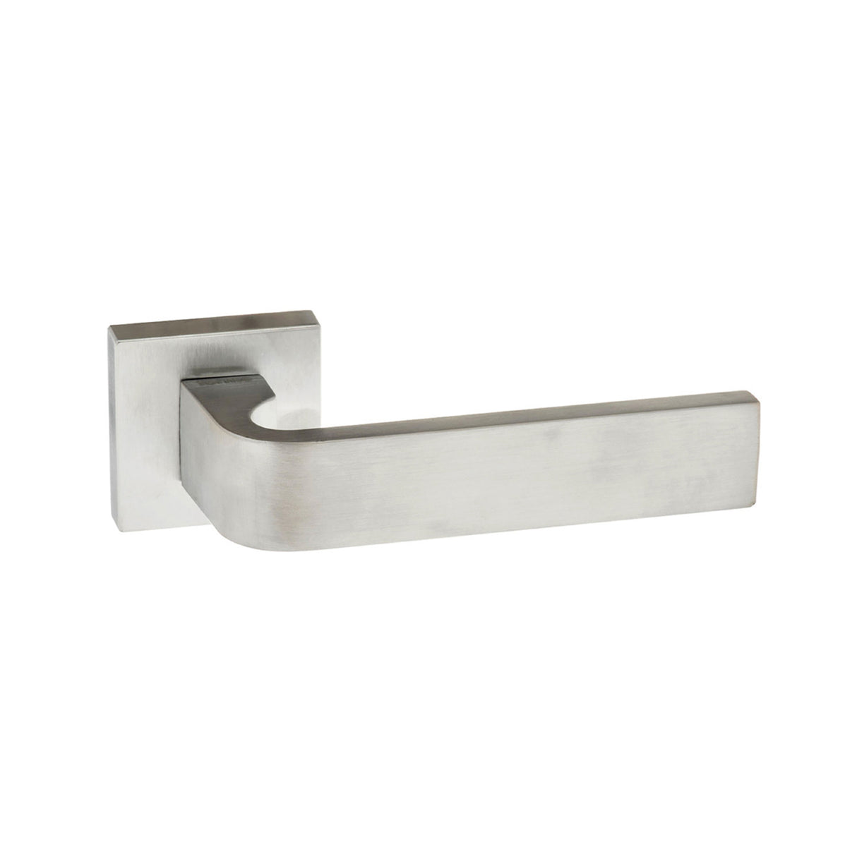 Quality image of Forme Monza Lever Door Handle on Minimal Square Rose - Satin Chrome | Sku. fms413sc | available from Trade Door Handles.