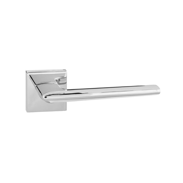 Quality image of Forme Boston Lever Door Handle on Minimal Square Rose - Polished Chrome | Sku. fms422pc | available from Trade Door Handles.