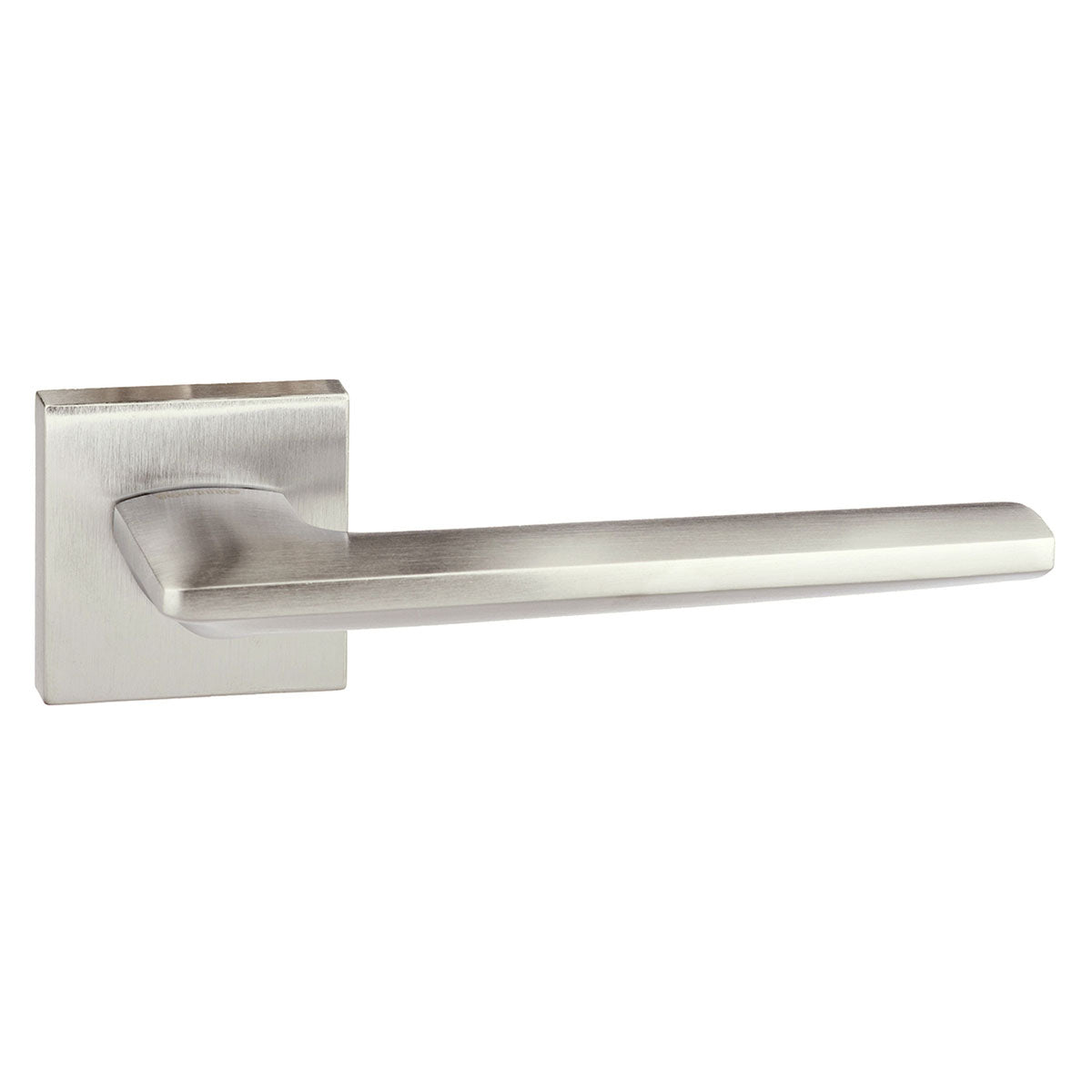 Quality image of Forme Boston Lever Door Handle on Minimal Square Rose - Satin Chrome | Sku. fms422sc | available from Trade Door Handles.