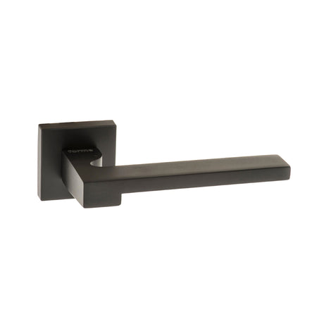 Quality image of Forme Ginevra Lever Door Handle on Minimal Square Rose - Matt Black | Sku. fms430mb | available from Trade Door Handles.