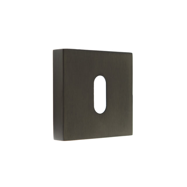 Quality image of Forme Key Escutcheons on Minimal Square Rose - Urban Dark Bronze | Sku. fmskudb | available from Trade Door Handles.