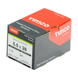 This is an image of Timco - Metal Construction Sheet & Framing Screws - PH - Low Profile Pancake - Exterior - Silver Organic 5.5 x 26mm - (500 PCS Box) FP26