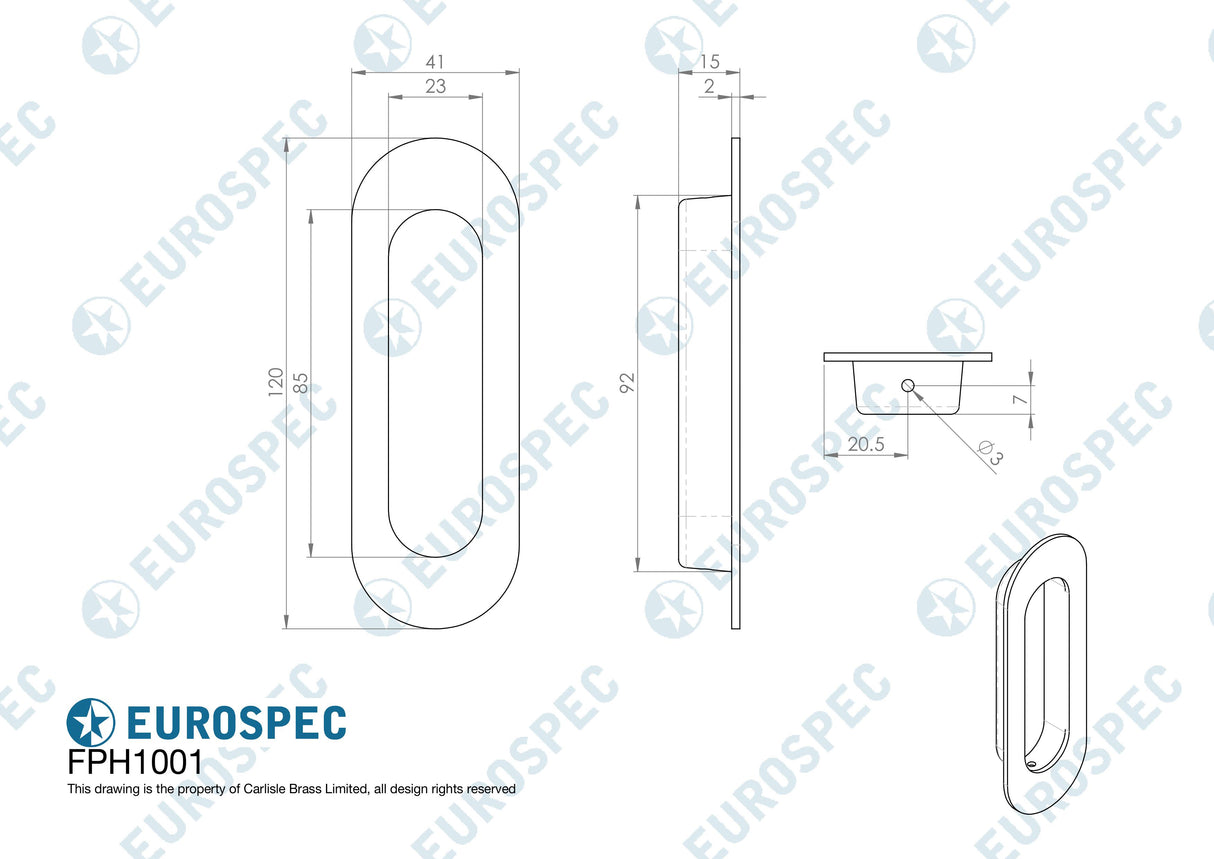 Eurospec - Radius Flush Pull - Antique Brass