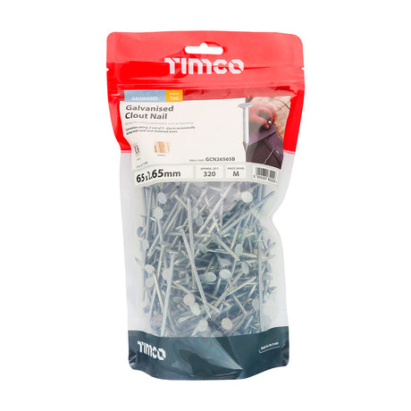 This is an image of Timco - Clout Nails - Galvanised 65 x 2.65mm (1 Kg TIMbag) GCN26565B