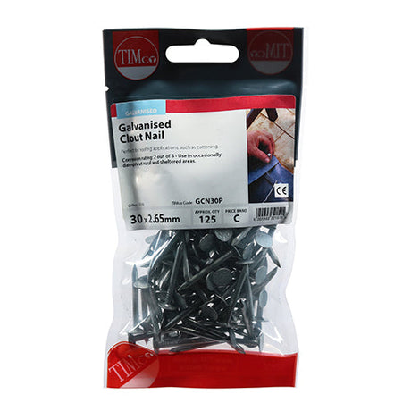 This is an image of Timco - Clout Nails - Galvanised 30 x 2.65mm (125 PCS TIMpac) GCN30P