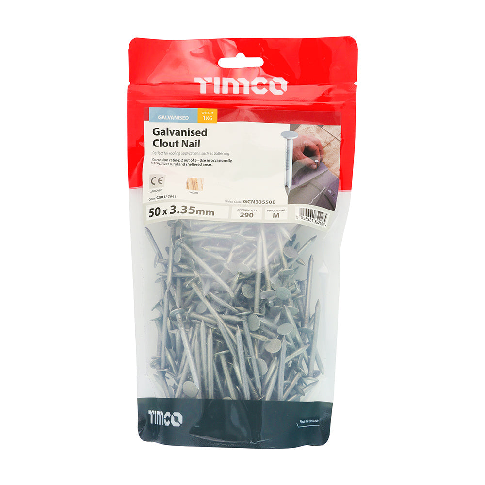This is an image of Timco - Clout Nails - Galvanised 50 x 3.35mm (1 Kg TIMbag) GCN33550B