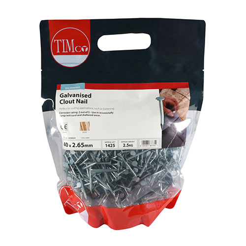 This is an image of Timco - Clout Nail - Galvanised 40 x 2.65mm (2.5 Kg TIMbag) GCN40LB