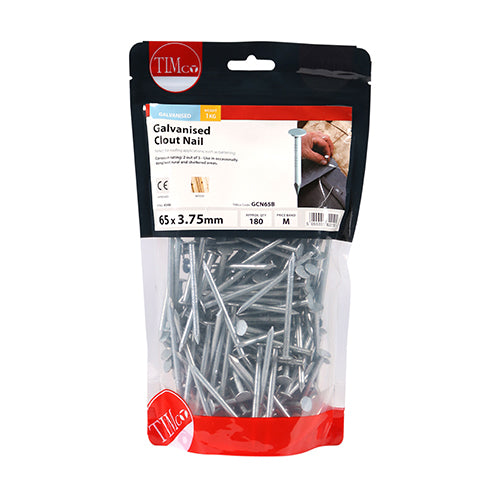 This is an image of Timco - Clout Nails - Galvanised 65 x 3.75mm (1 Kg TIMbag) GCN65B