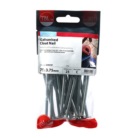 This is an image of Timco - Clout Nails - Galvanised 75 x 3.75mm (25 PCS TIMpac) GCN75P