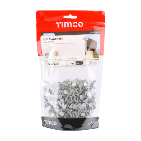 This is an image of Timco - Extra Large Head Clout Nails - Galvanised 13 x 3.00mm (1 Kg TIMbag) GEC13B
