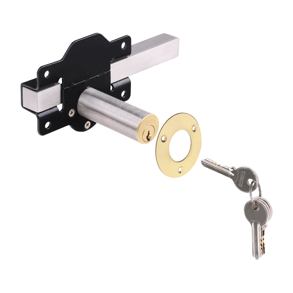 This is an image of Timco - Throw Locks - Double - Black 70mm (1 Each Box) GLD70