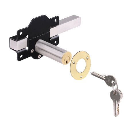 This is an image of Timco - Throw Locks - Double - Black 70mm (1 Each Box) GLD70