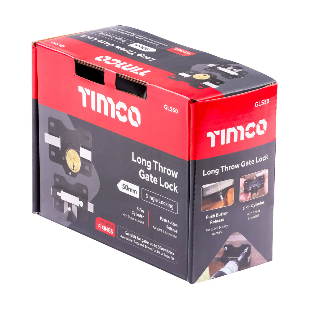 This is an image of Timco - Throw Locks - Single - Black 50mm (1 Each Box) GLS50