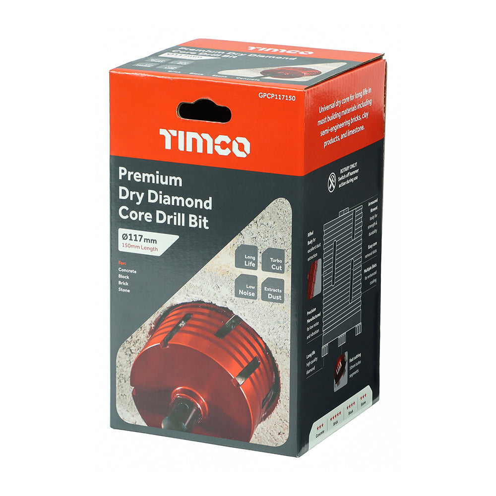 This is an image of Timco - Premium Dry Diamond Core Drill Bit 117 x 150mm (1 Each Box) GPCP117150