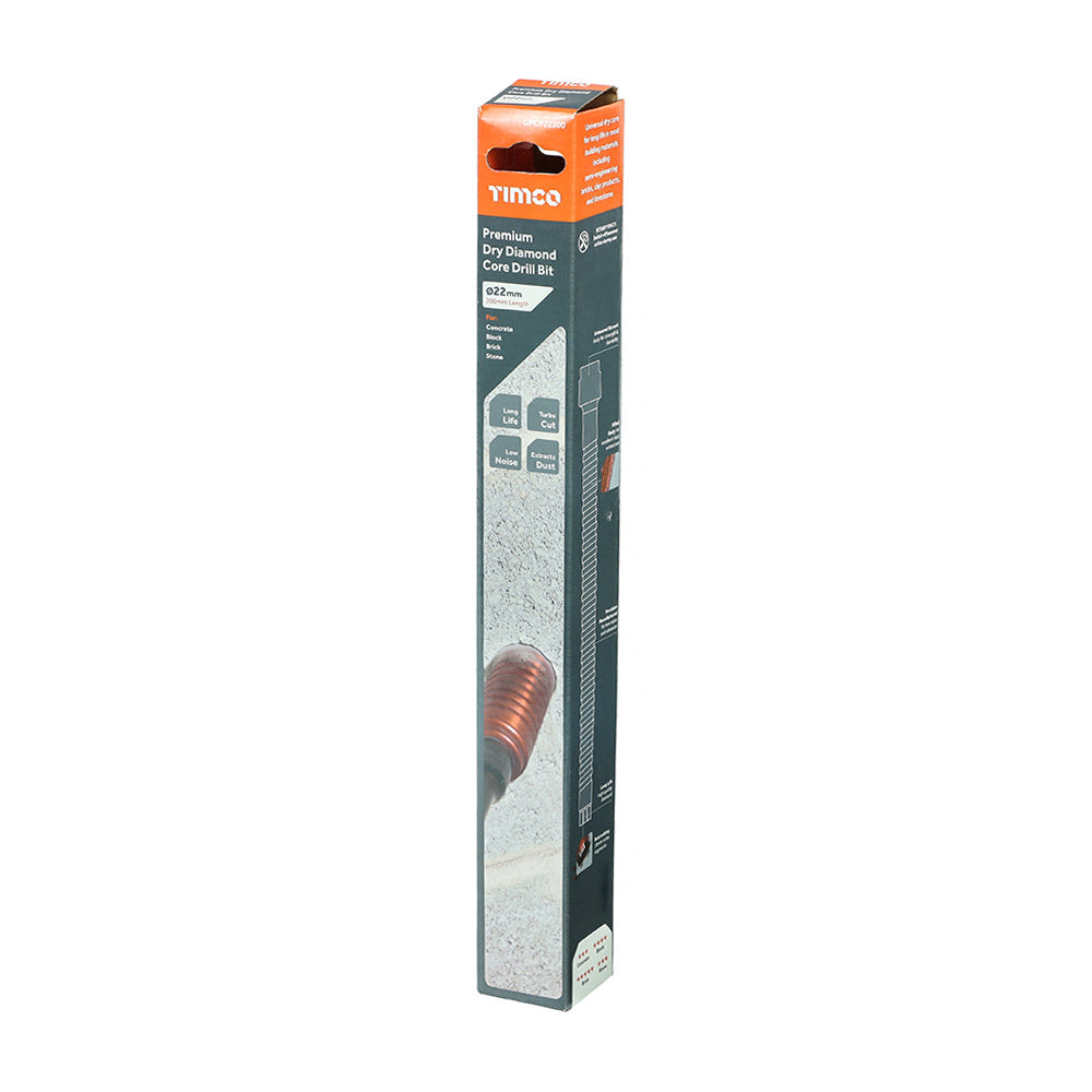 This is an image of Timco - Premium Dry Diamond Core Drill Bit 22 x 300mm (1 Each Box) GPCP22300