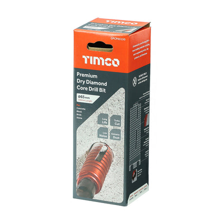 This is an image of Timco - Premium Dry Diamond Core Drill Bit 65 x 150mm (1 Each Box) GPCP65150
