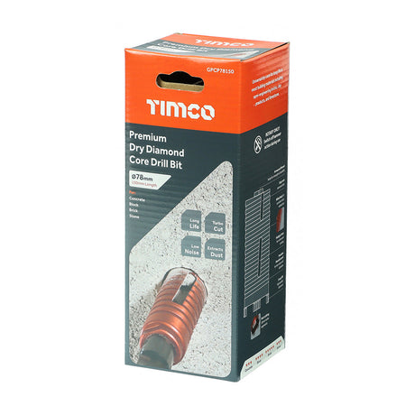 This is an image of Timco - Premium Dry Diamond Core Drill Bit 78 x 150mm (1 Each Box) GPCP78150