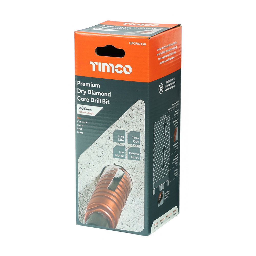 This is an image of Timco - Premium Dry Diamond Core Drill Bit 82 x 150mm (1 Each Box) GPCP82150