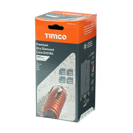 This is an image of Timco - Premium Dry Diamond Core Drill Bit 91 x 150mm (1 Each Box) GPCP91150
