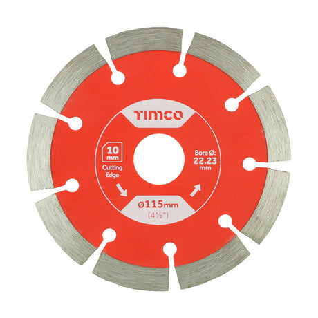 This is an image of Timco - General Purpose Diamond Blade - Segmented 115 x 22.2 (1 Each Box) GPE115222