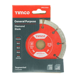 This is an image of Timco - General Purpose Diamond Blade - Segmented 115 x 22.2 (1 Each Box) GPE115222