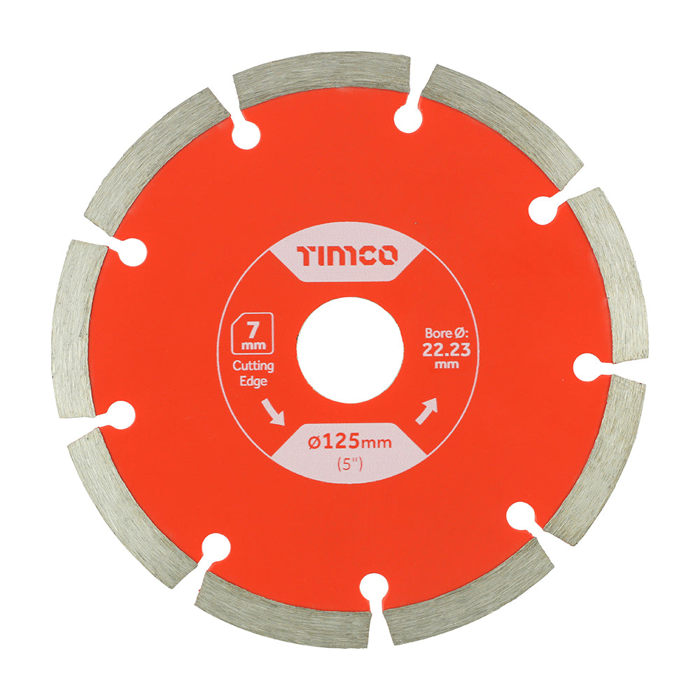 This is an image of Timco - Premium Diamond Blade Segmented 125 x 22.2 (1 Each Box) GPE125222