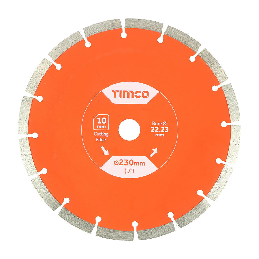 This is an image of Timco - General Purpose Diamond Blade - Segmented 230 x 22.2 (1 Each Box) GPE230222