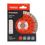 This is an image of Timco - Premium Diamond Blade - Turbo Segmented 125 x 22.2 (1 Each Box) GPPL125222