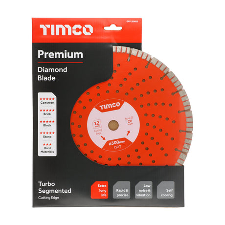 This is an image of Timco - Premium Diamond Blade - Turbo Segmented 300 x 20.0 (1 Each Box) GPPL30020