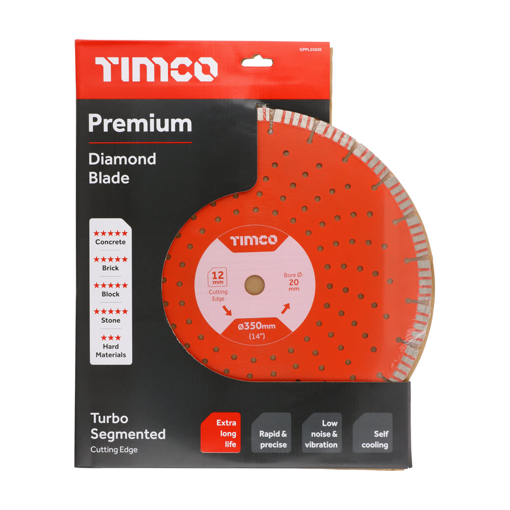 This is an image of Timco - Premium Diamond Blade - Turbo Segmented 350 x 20.0 (1 Each Box) GPPL35020