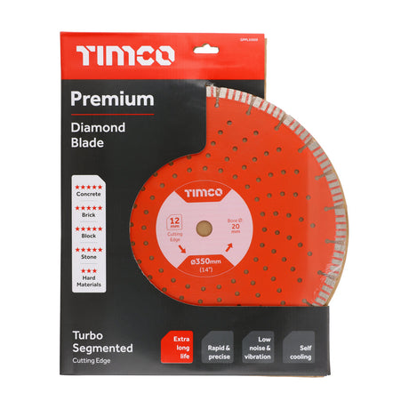 This is an image of Timco - Premium Diamond Blade - Turbo Segmented 350 x 20.0 (1 Each Box) GPPL35020